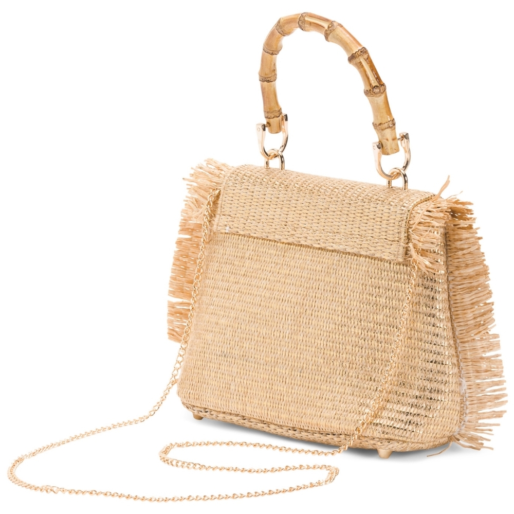 Tommy Bahama Woven Handbag with Bamboo Handle - Picture 2 of 3